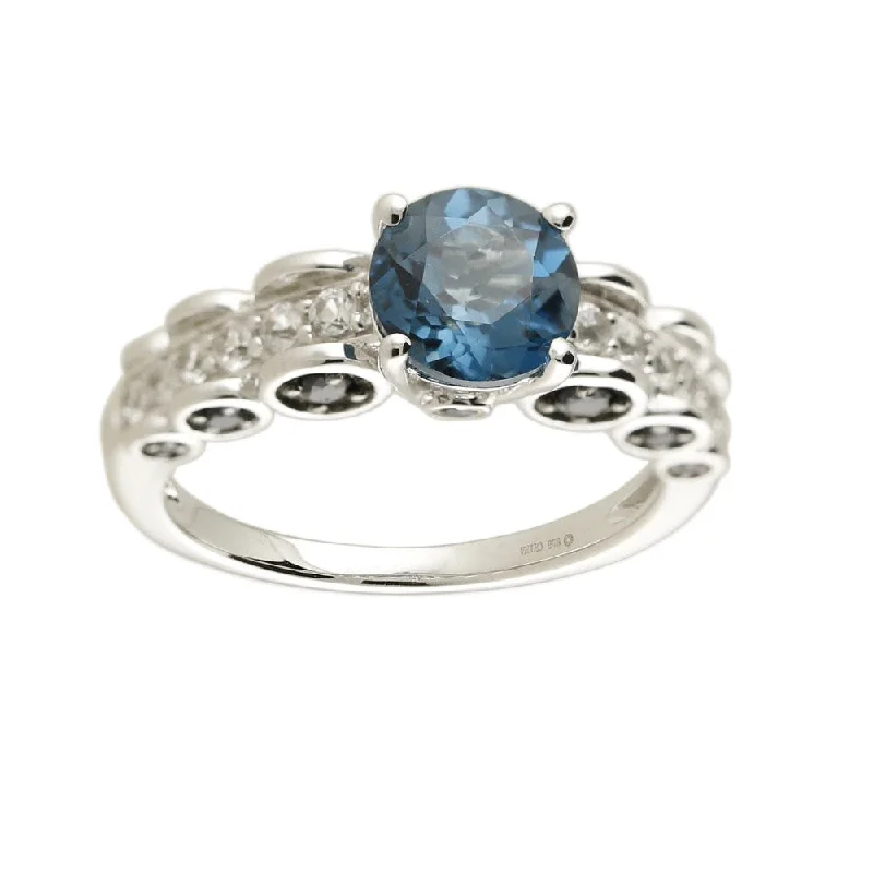 Rhodium over Sterling Silver 2.66ctw London Blue Topaz & mutiple stone Ring SZ 7