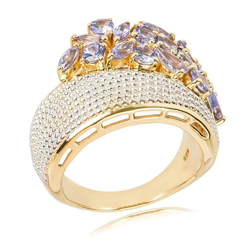 Yellow Gold Over Sterling Silver Tanzanite Gemstone Ring