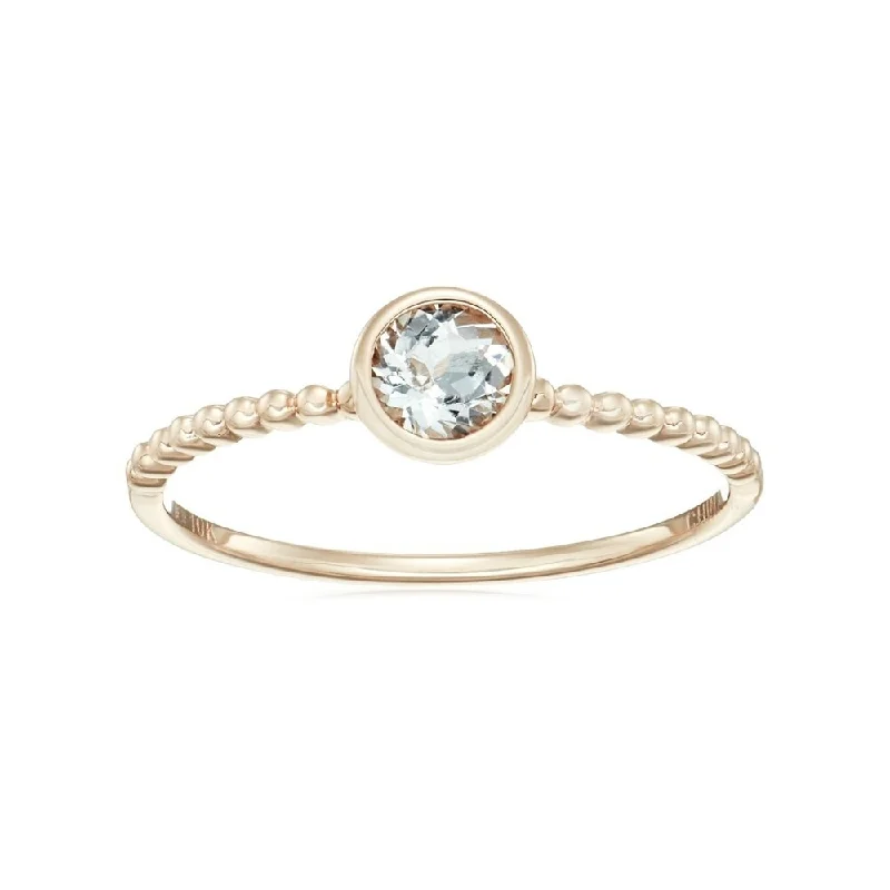 10k Rose Gold White Topaz Solitaire Ring