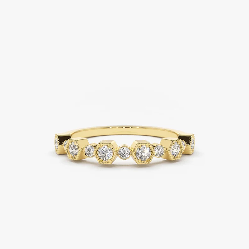 14K Gold Unique Diamond Anniversary Ring