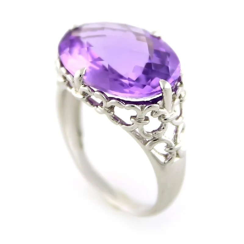 Sterling Silver 8.52ctw African Amethyst Cocktail Ring