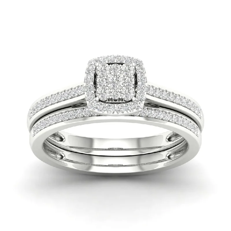 De Couer S925 Sterling Silver 1/5ct TDW Diamond Bridal Ring