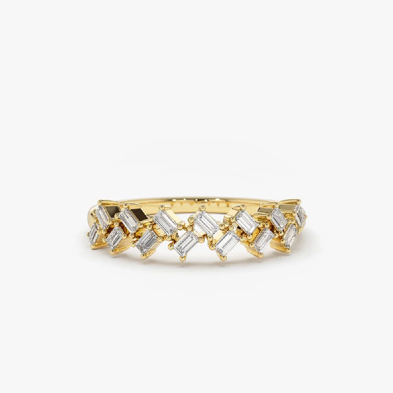 14K Zig Zag Baguette Diamond Ring