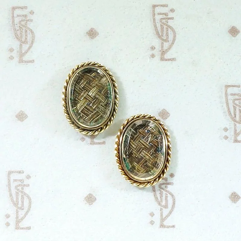 Sentimental Victorian Woven Hair Stud Earrings