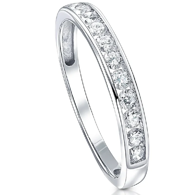 1/2 Ct Diamond Channel Set Wedding Ring 10k White Gold.