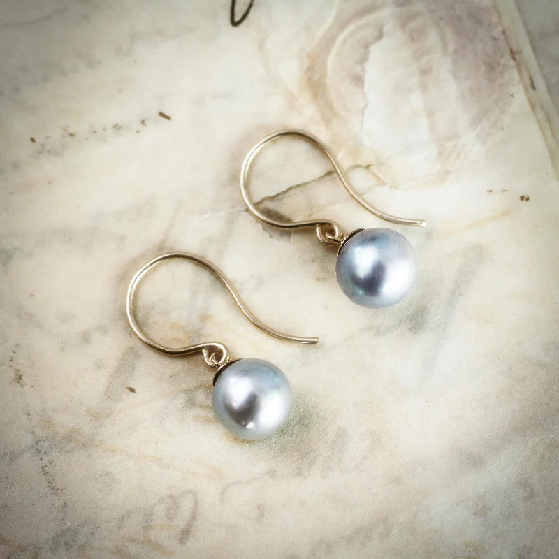 Vintage Blue/Grey Cultured Pearl Earring Drops