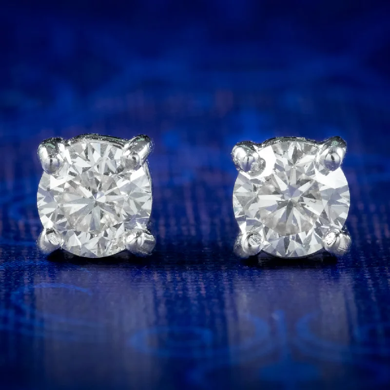 Edwardian Style Diamond Solitaire Stud Earrings 0.85ct Of Diamond