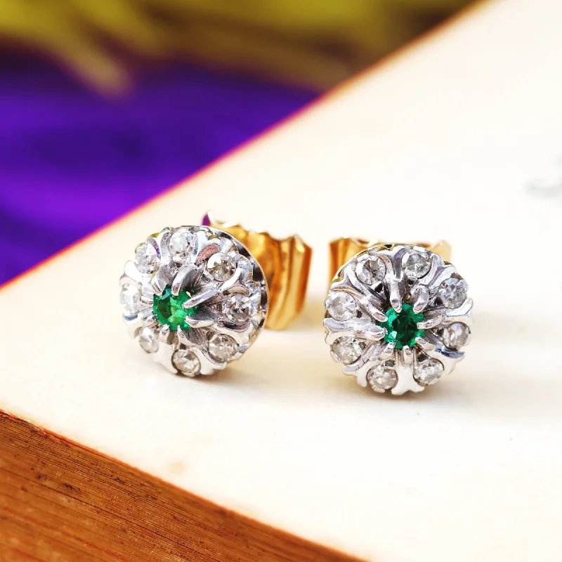 De Luxe Retro Emerald & Diamond Earrings