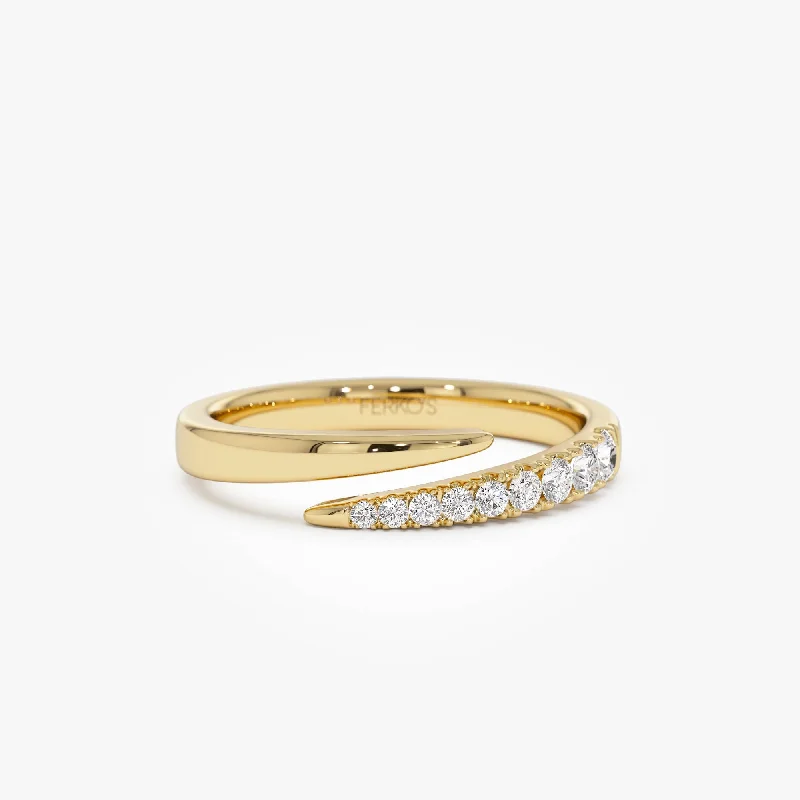 14K Diamond Wrap Crossover Ring