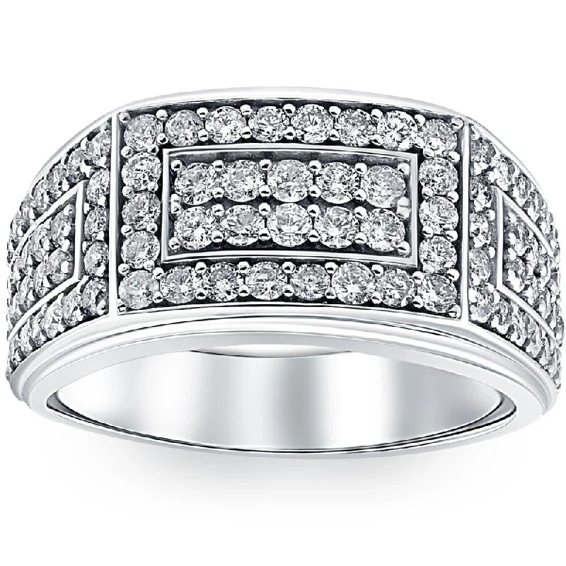 VS 2Ct Lab Grown Diamond Mens Ring in 10k White or Yellow Gold