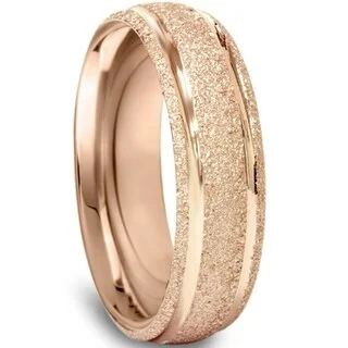 Pompeii3 14k Rose Gold Brushed Mans 5MM Comfort Fit Wedding Ring Mens Band - White