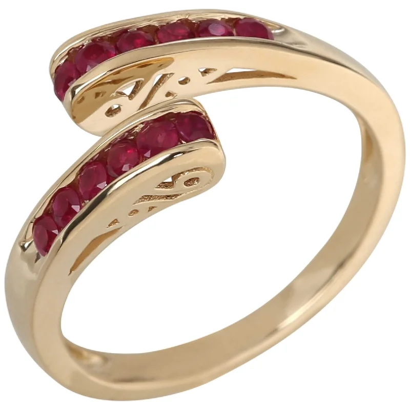 14Kt Yellow Gold Ruby Bypass Ring