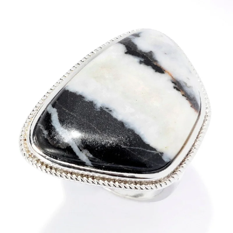 Sterling Silver 27 x 19mm White Buffalo Ring