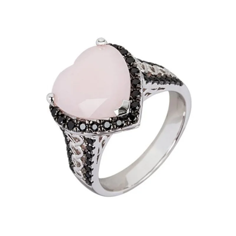 925 Sterling Silver Pink Opal and Rhodolite Garnet Ring