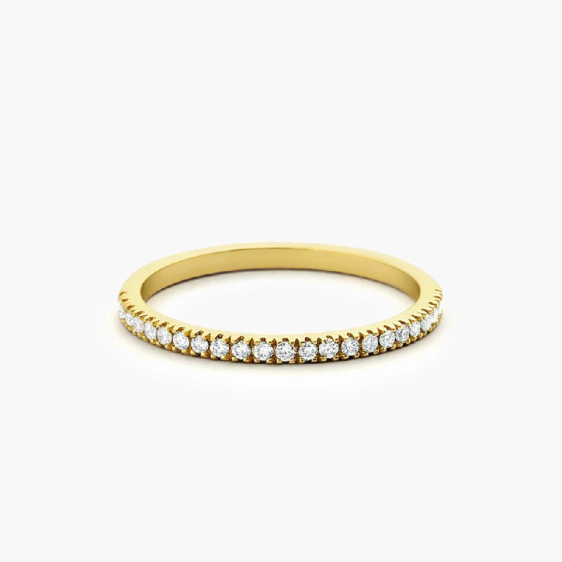 14K Gold 1.5MM Half Eternity Diamond Ring