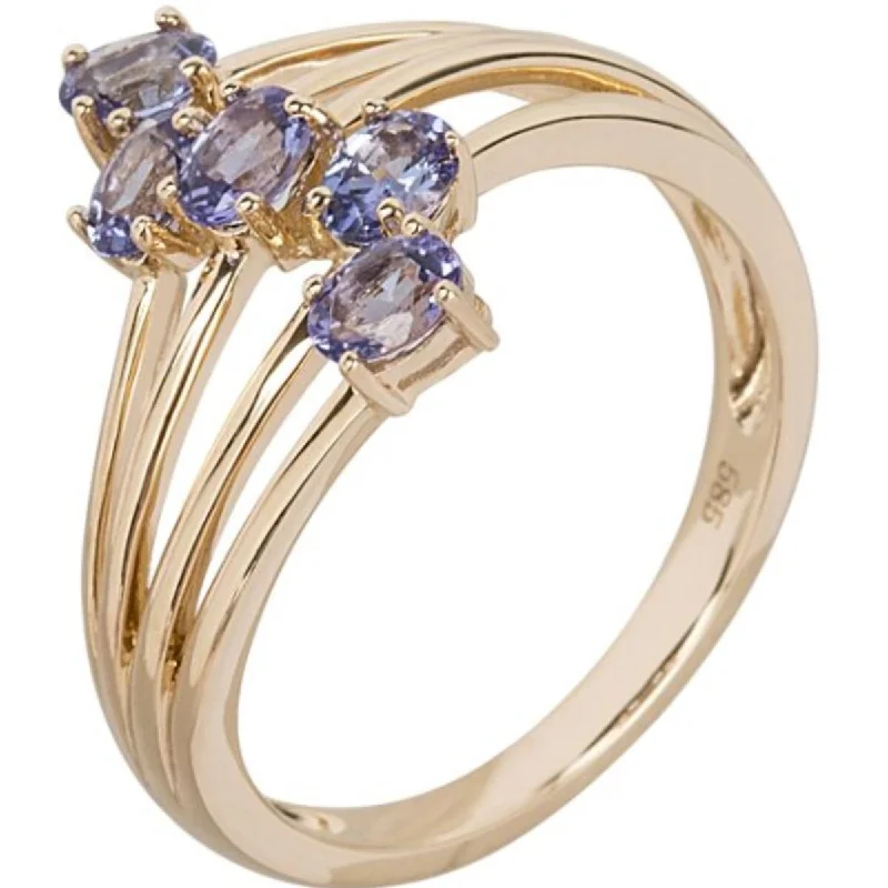 14K Gold Tanzanite 5 Stone Ring