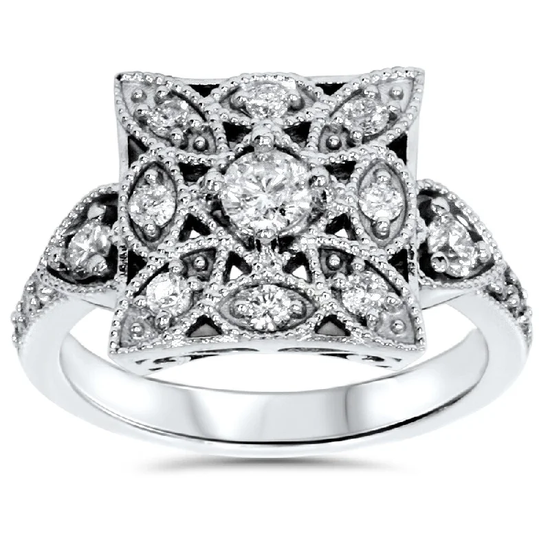 14k White Gold 5/8ct TDW Vintage Diamond Anniversary Ring