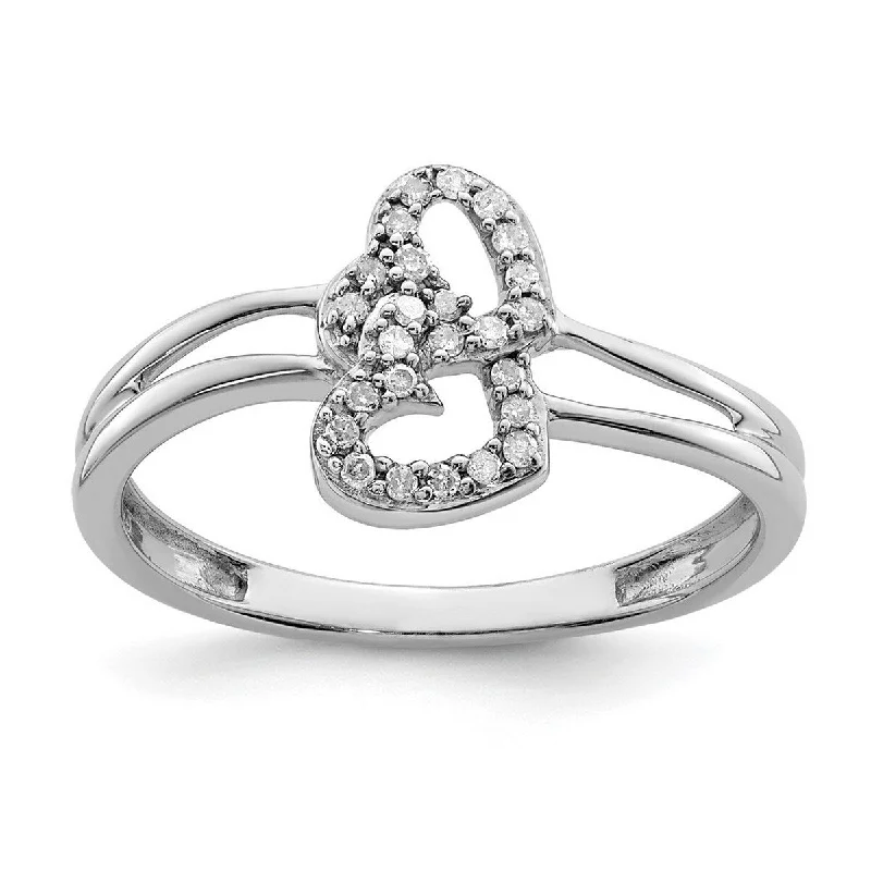 Curata 925 Sterling Silver Polished Diamond Love Heart Ring