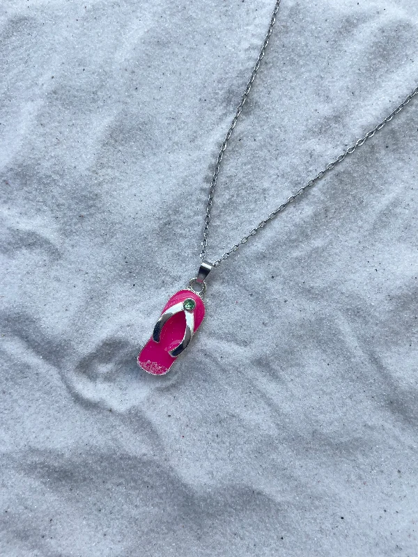 Pink flip flop necklace