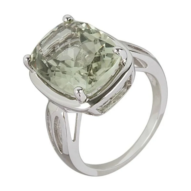 925 Sterling Silver Green Amethyst Ring