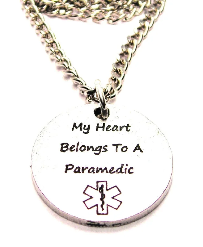 My Heart Belongs To A Paramedic Single Charm Necklace