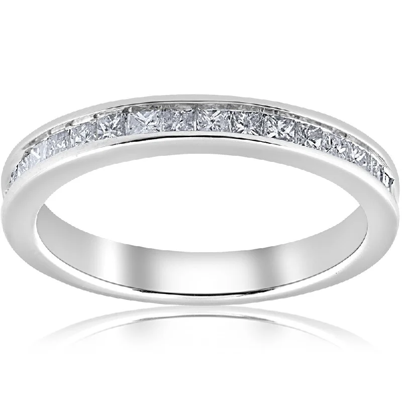 Pompeii3 10k White Gold 1/2 ct TDW Princess Cut Diamond Wedding Ring - White I-J