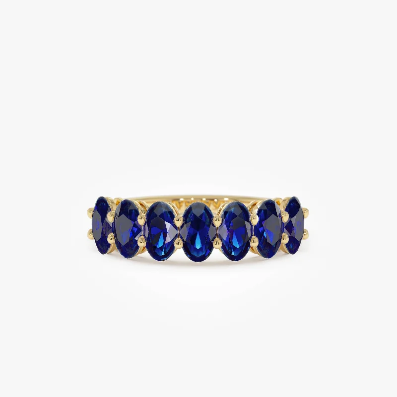 14k Oval Shaped Basket Setting Sapphire Ring