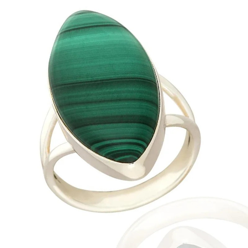 925 Sterling Silver Malachite Solitaire Ring