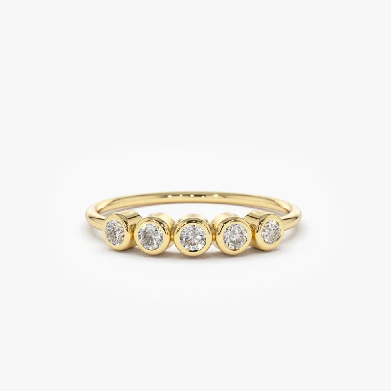 14K Gold Bezel Set Diamond Wedding Band