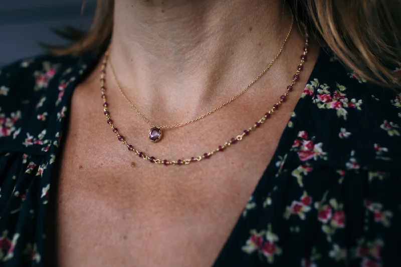 Oval Pink Sapphire Petal Necklace