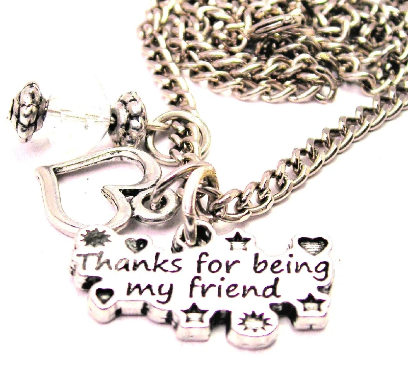 Thanks For Being My Friend Necklace with Small Heart