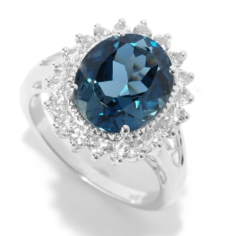 Sterling Silver 5.72Ctw London Blue Topaz Cocktail Ring