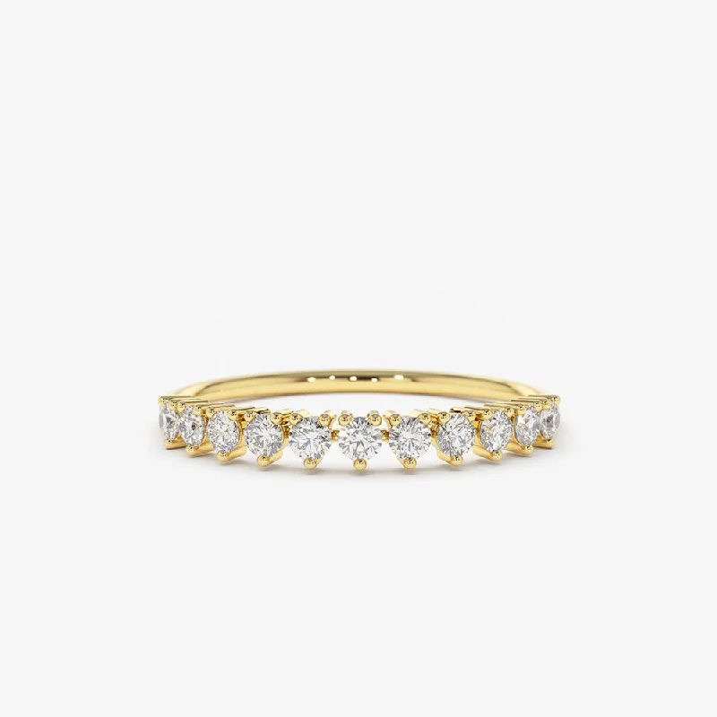 14K Gold 3 Prong Diamond Wedding Ring