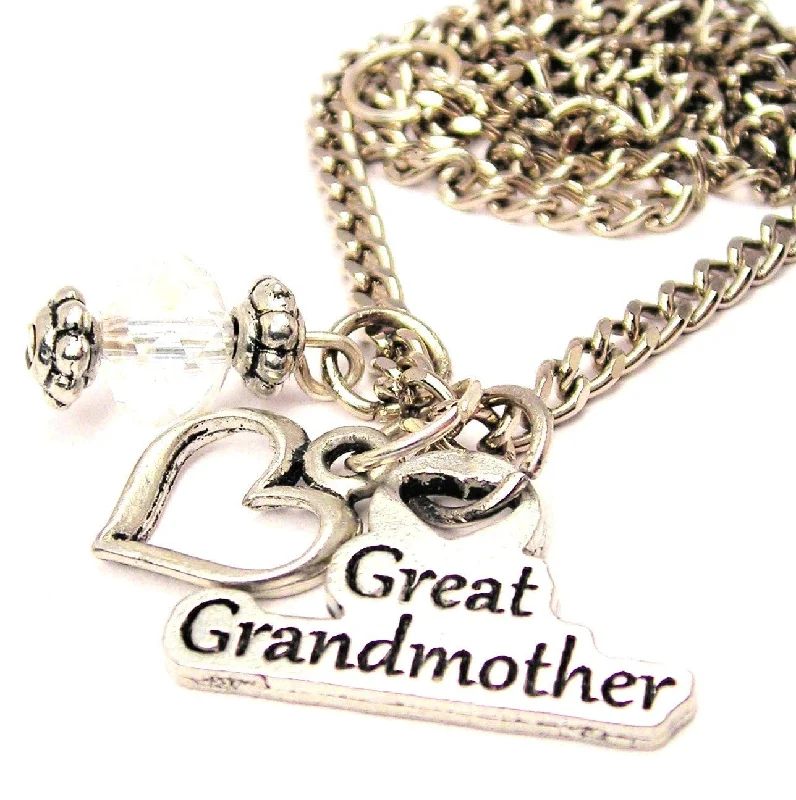 Great Grandmother Heart And Crystal Necklace