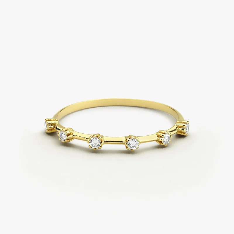 14k Gold Diamond Stacking Ring