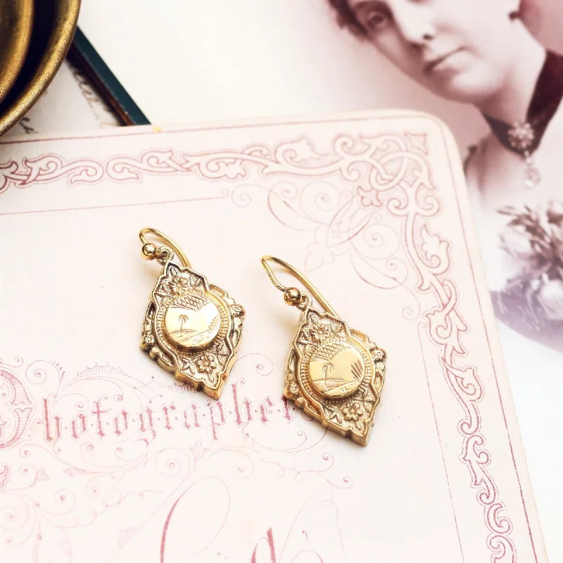 Date 1880 Silver Gilt Aesthetic Movement Earrings