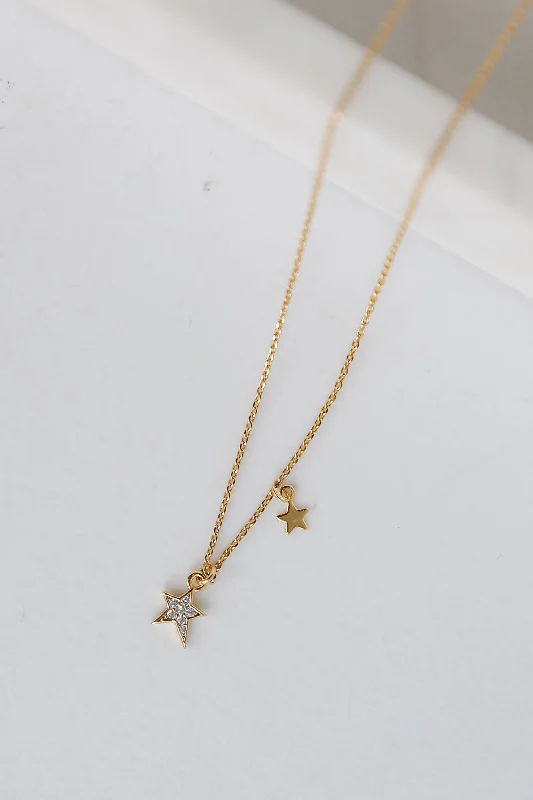 Aria Gold Rhinestone Star Charm Necklace