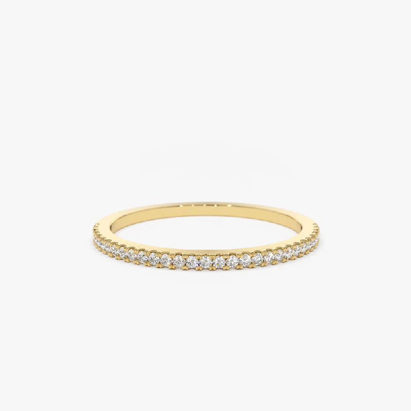 14K Gold Half Eternity Micro Pave Diamond Ring