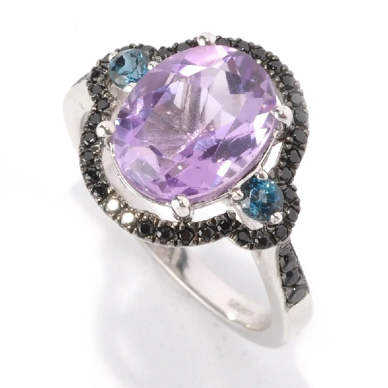 Sterling Silver African Amethyst Cocktail Ring - Purple