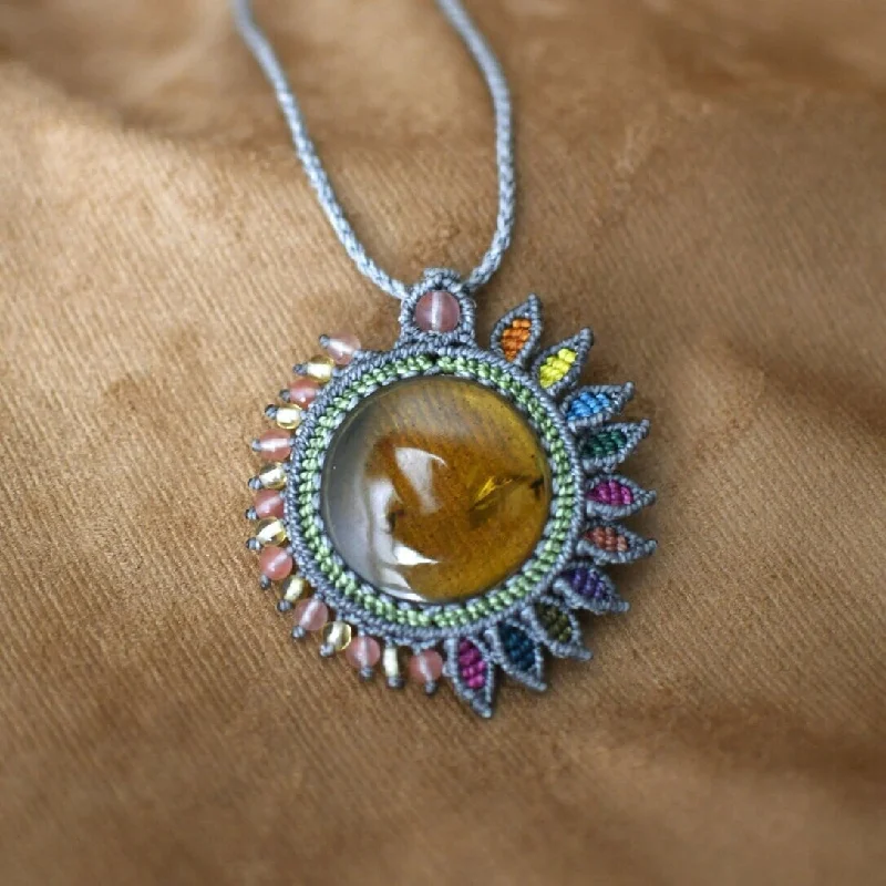 Amber Rising Macrame Necklace