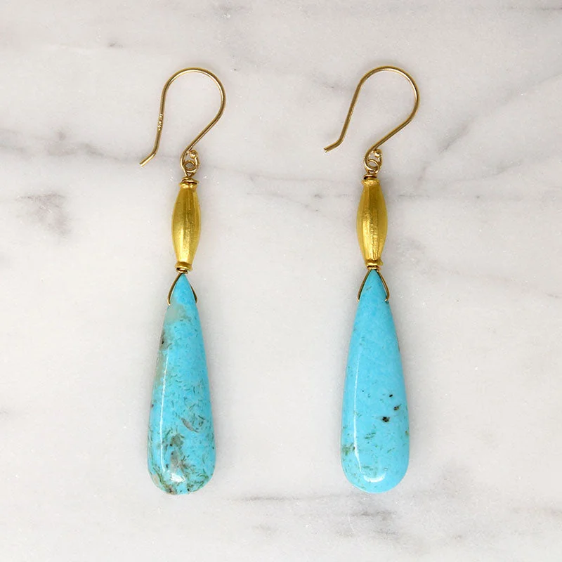 Tropical Turquoise & 18k Gold Bead Earrings by brunet