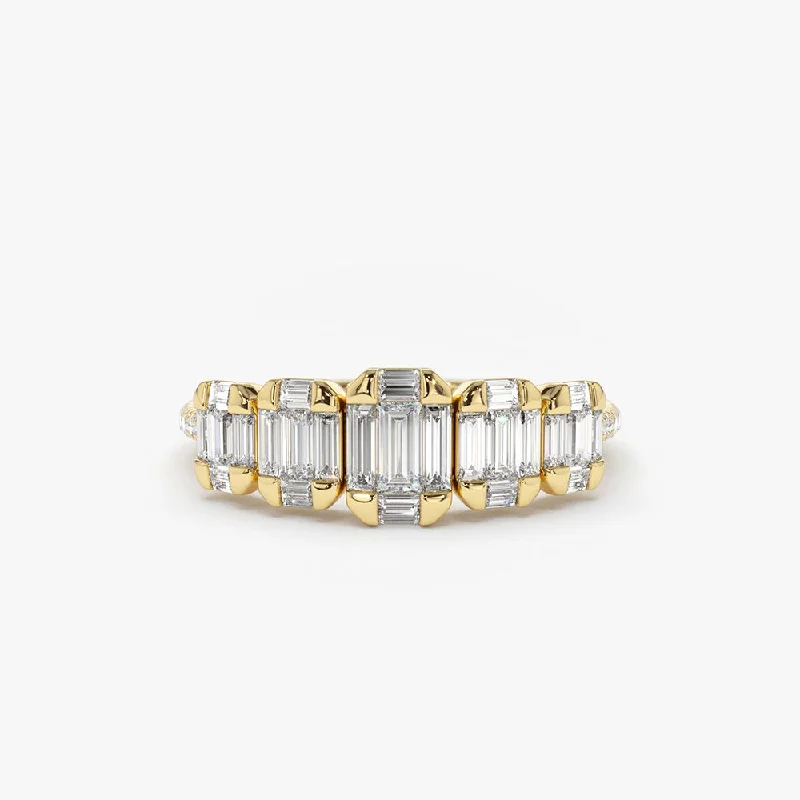 14K Graduating Baguette Diamond Anniversary Ring