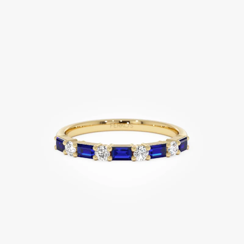 14k Sapphire and Diamond Prong Setting Ring