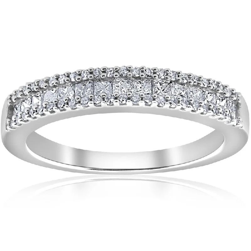 Pompeii3 10k White Gold 1/2 ct TDW Princess Cut Diamond Wedding Ring - White I-J - White I-J