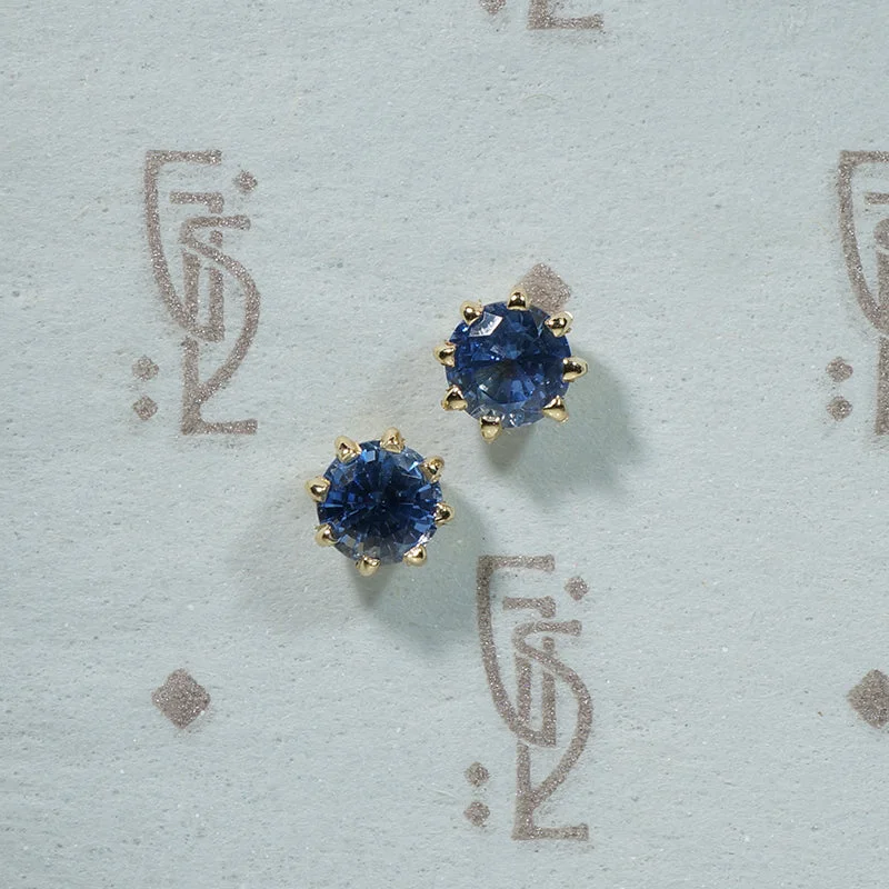 Sparkling Sapphire 14k Yellow Gold Stud Earrings