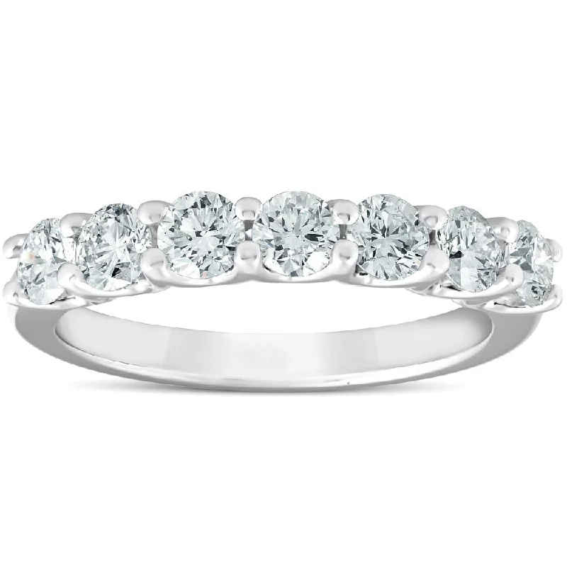 14k White Gold 1 Ct TDW Diamond Wedding Ring U Prong Womens Wedding Anniversary Band