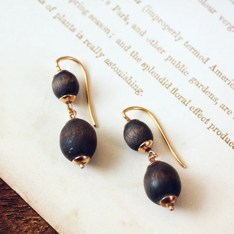 Antique Victorian Irish Bog Oak Earrings