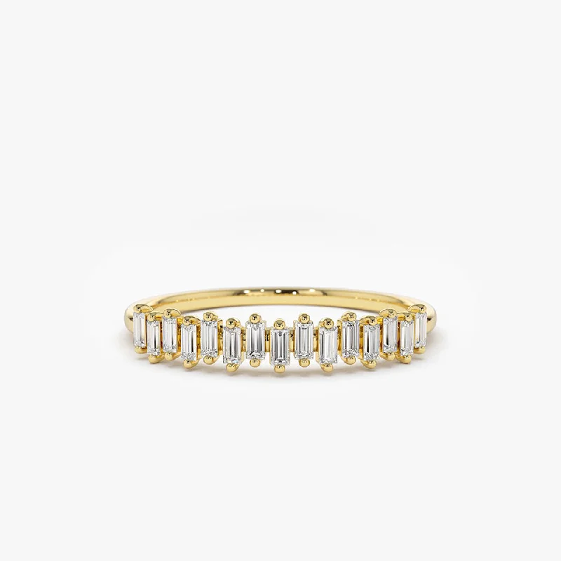 14K Gold Stackable Vertical Baguette Diamond Ring