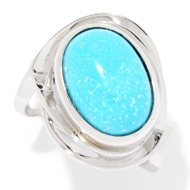 Sterling Silver Oval Stabilized Turquoise Ring