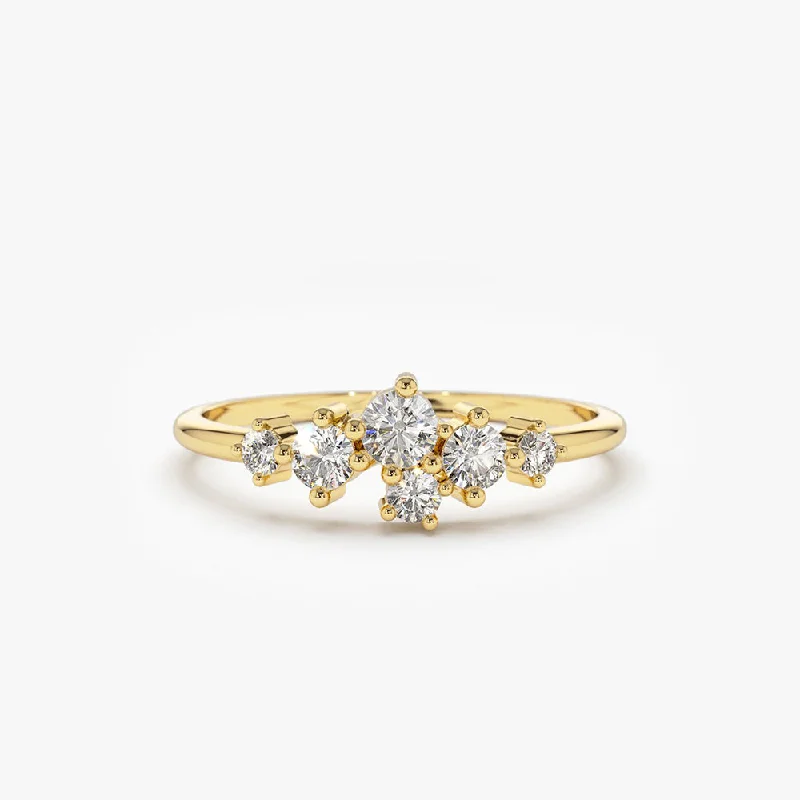 14K Large Diamond Cluster Ring